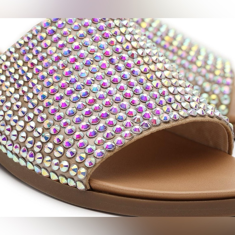 Steve Madden Klora iridescent rhinestone slide sandals size 6.5